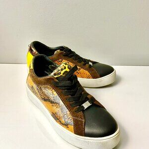 APEPAZZA Sonny Brown Snake Print Leather Sneakers EU 38